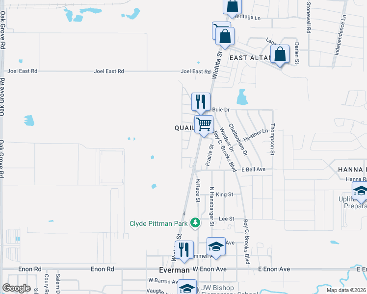 map of restaurants, bars, coffee shops, grocery stores, and more near 118 Moonmist Circle in Fort Worth