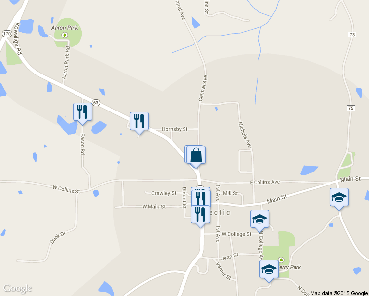 map of restaurants, bars, coffee shops, grocery stores, and more near 302 Kowaliga Rd in Eclectic