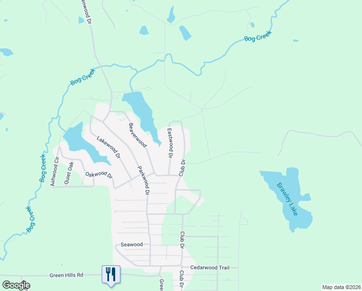 map of restaurants, bars, coffee shops, grocery stores, and more near 6111 Club Drive in Gilmer