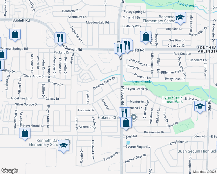 map of restaurants, bars, coffee shops, grocery stores, and more near 808 Xavier Drive in Arlington