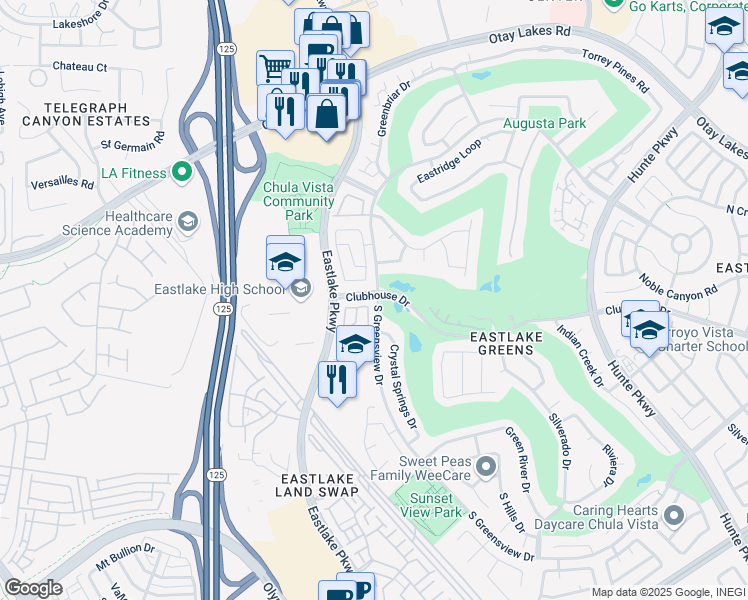 map of restaurants, bars, coffee shops, grocery stores, and more near 1119 Pacific Grove Loop in Chula Vista