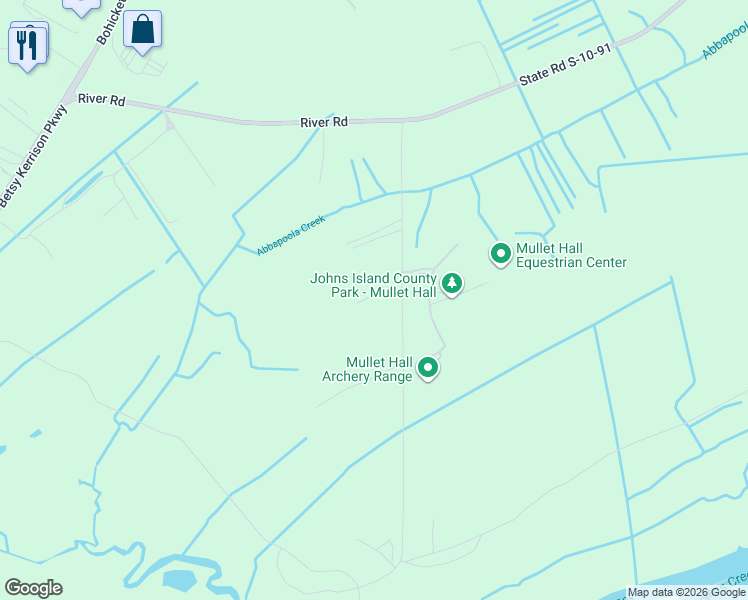 map of restaurants, bars, coffee shops, grocery stores, and more near 4793 Bonneau Road in Johns Island