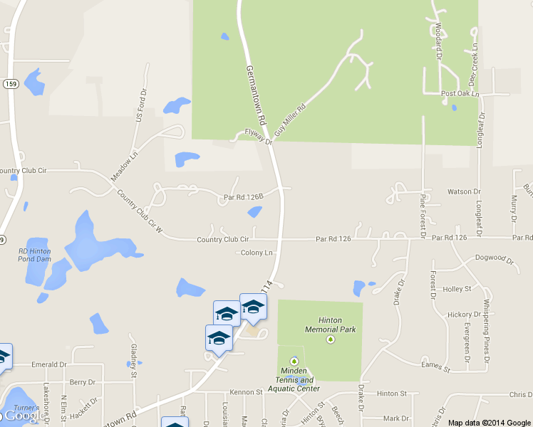 map of restaurants, bars, coffee shops, grocery stores, and more near 805 Germantown Road in Minden