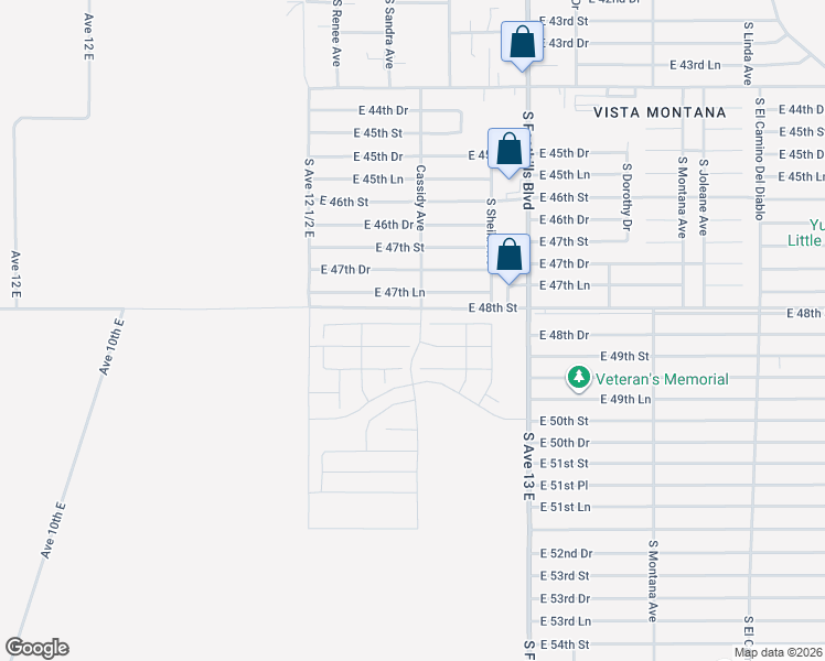 map of restaurants, bars, coffee shops, grocery stores, and more near 13193 Cassidy Avenue in Yuma