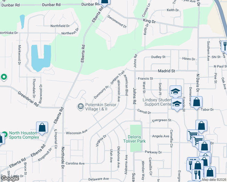 map of restaurants, bars, coffee shops, grocery stores, and more near 229 Dunmurry Place in Warner Robins