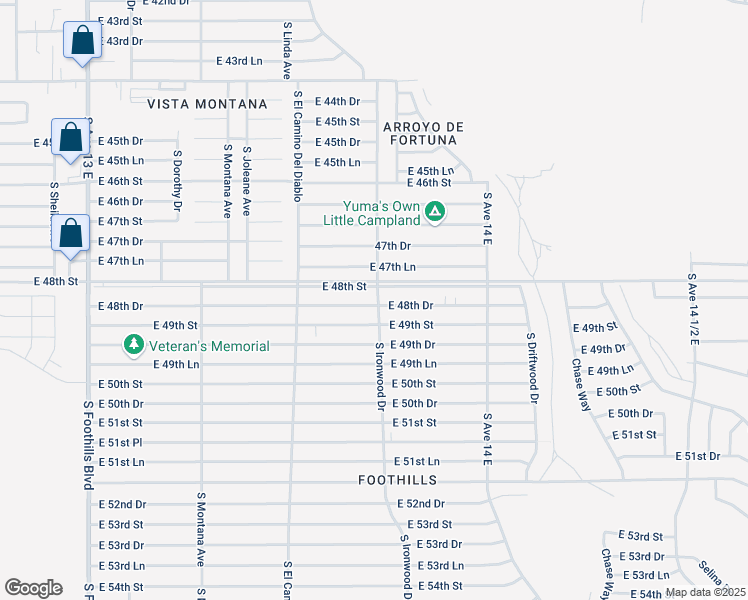 map of restaurants, bars, coffee shops, grocery stores, and more near 13070-13132 South Ironwood Drive in Yuma