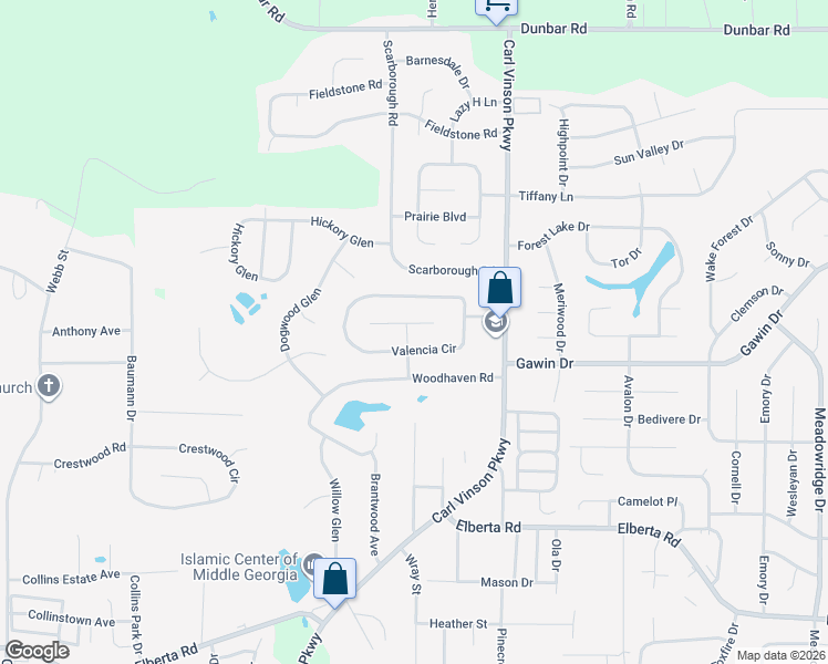 map of restaurants, bars, coffee shops, grocery stores, and more near 205 Montiego Court in Centerville