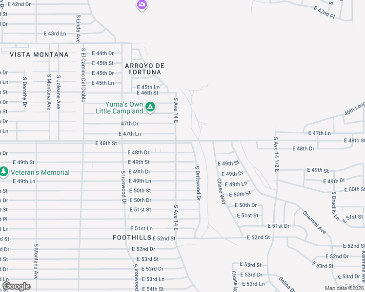 map of restaurants, bars, coffee shops, grocery stores, and more near 14101-14135 East County 13th Street in Yuma