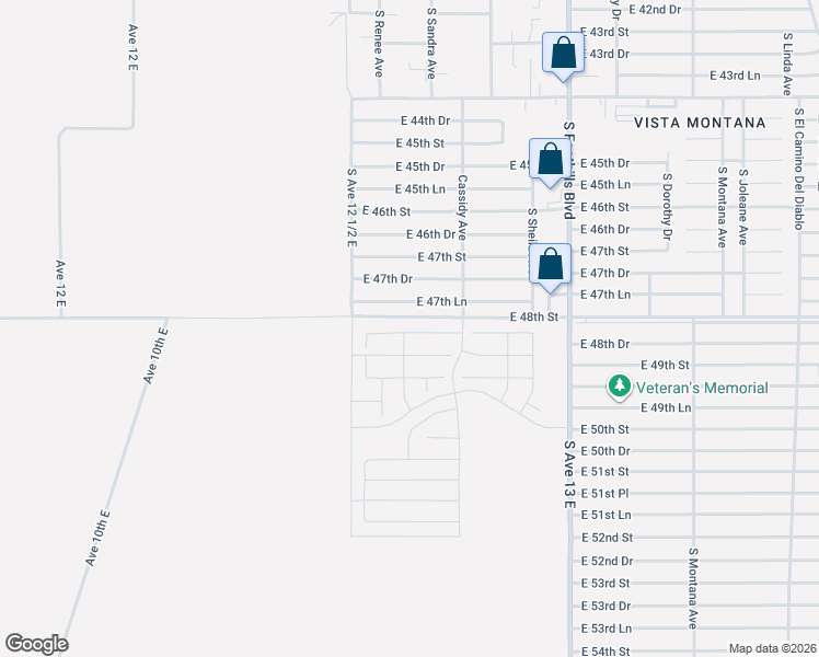 map of restaurants, bars, coffee shops, grocery stores, and more near E 48th St in Yuma