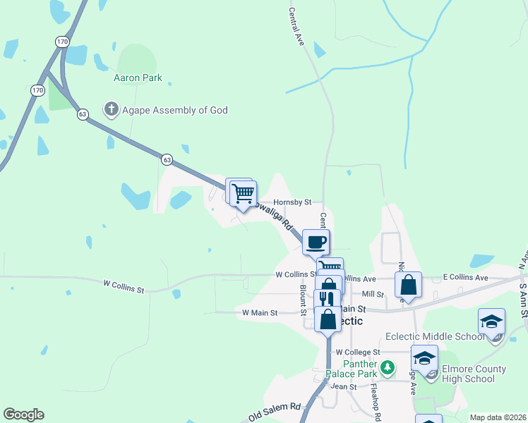 map of restaurants, bars, coffee shops, grocery stores, and more near Hornsby St in Eclectic