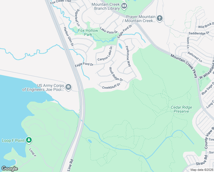 map of restaurants, bars, coffee shops, grocery stores, and more near 8455 Creekbluff Drive in Dallas