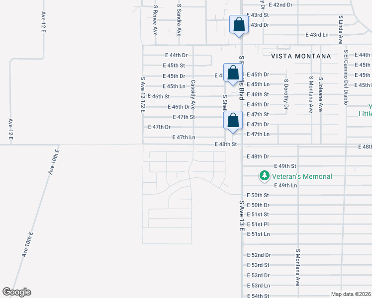 map of restaurants, bars, coffee shops, grocery stores, and more near 12693 East 47th Lane in Yuma