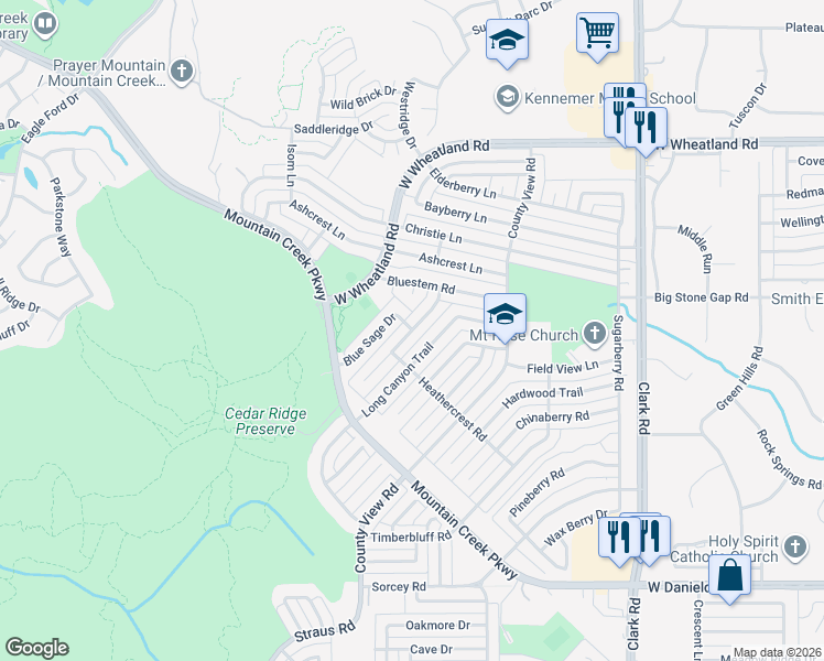 map of restaurants, bars, coffee shops, grocery stores, and more near 9006 High Plain Lane in Dallas