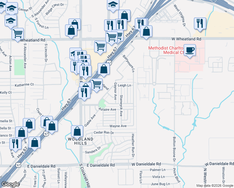 map of restaurants, bars, coffee shops, grocery stores, and more near 1022 Gaynor Avenue in Duncanville