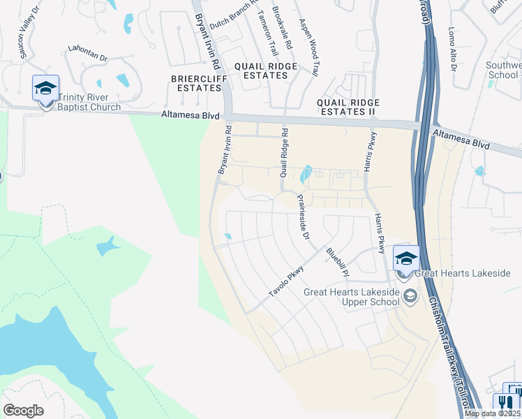 map of restaurants, bars, coffee shops, grocery stores, and more near 6801 Dirks Road in Fort Worth