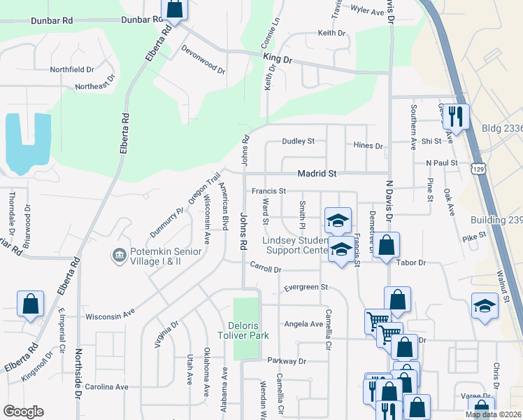 map of restaurants, bars, coffee shops, grocery stores, and more near 254 Ward Street in Warner Robins