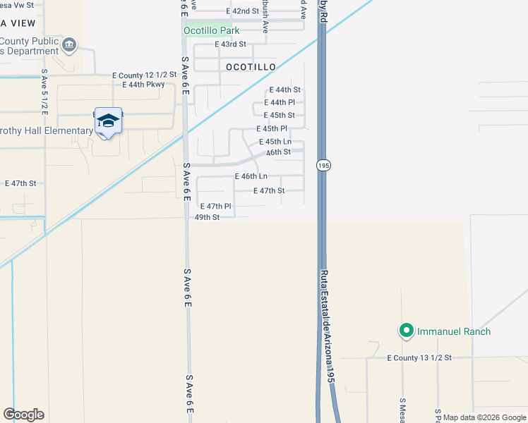 map of restaurants, bars, coffee shops, grocery stores, and more near 6277 East 47th Place in Yuma