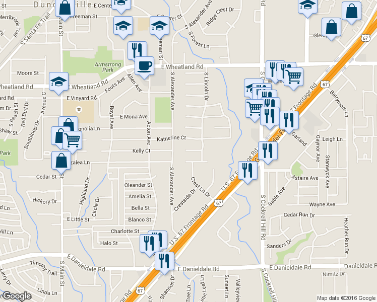 map of restaurants, bars, coffee shops, grocery stores, and more near 625 Taylor Court in Duncanville