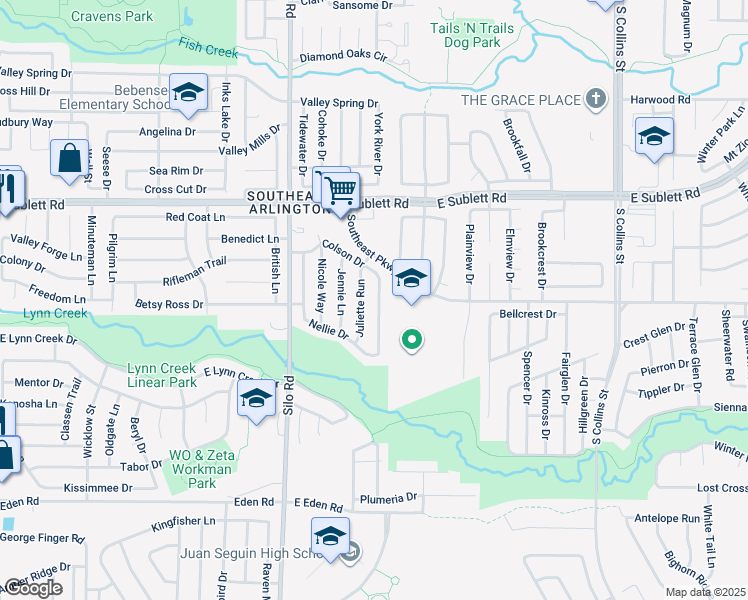 map of restaurants, bars, coffee shops, grocery stores, and more near 840 Colson Drive in Arlington