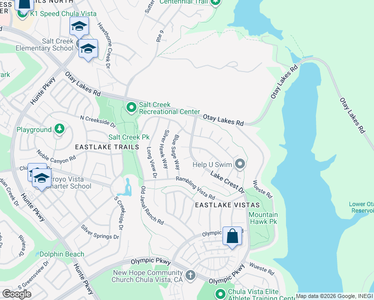 map of restaurants, bars, coffee shops, grocery stores, and more near 1310 Echo Ridge Terrace in Chula Vista