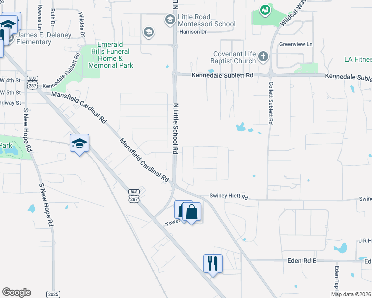 map of restaurants, bars, coffee shops, grocery stores, and more near 238 Chateau Avenue in Kennedale