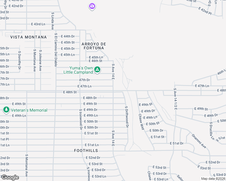 map of restaurants, bars, coffee shops, grocery stores, and more near East Co 13th Street in Fortuna Foothills