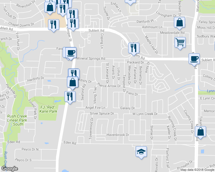 map of restaurants, bars, coffee shops, grocery stores, and more near 6398 Saint Leonard Drive in Arlington