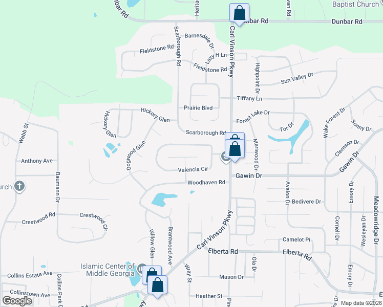 map of restaurants, bars, coffee shops, grocery stores, and more near 205 Montiego Court in Centerville