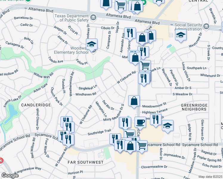 map of restaurants, bars, coffee shops, grocery stores, and more near in Fort Worth
