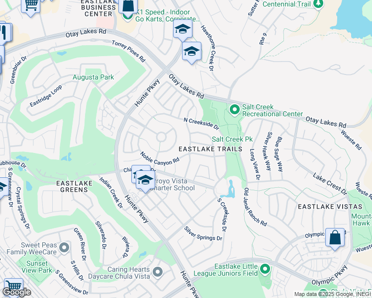 map of restaurants, bars, coffee shops, grocery stores, and more near 1246 Granite Springs Drive in Chula Vista