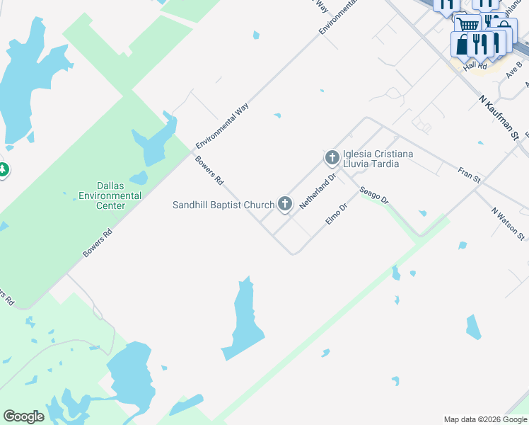 map of restaurants, bars, coffee shops, grocery stores, and more near 1010 Armstrong Road in Seagoville