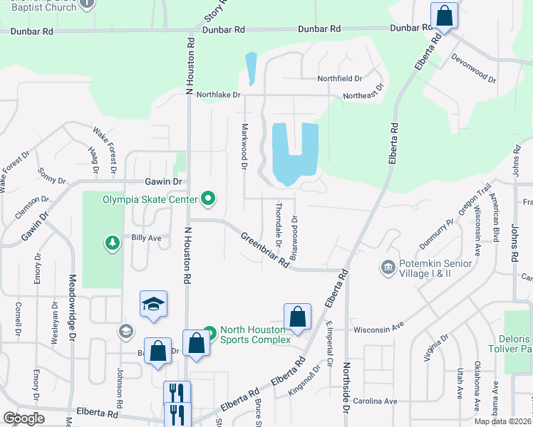 map of restaurants, bars, coffee shops, grocery stores, and more near 112 Lockwood Drive in Warner Robins
