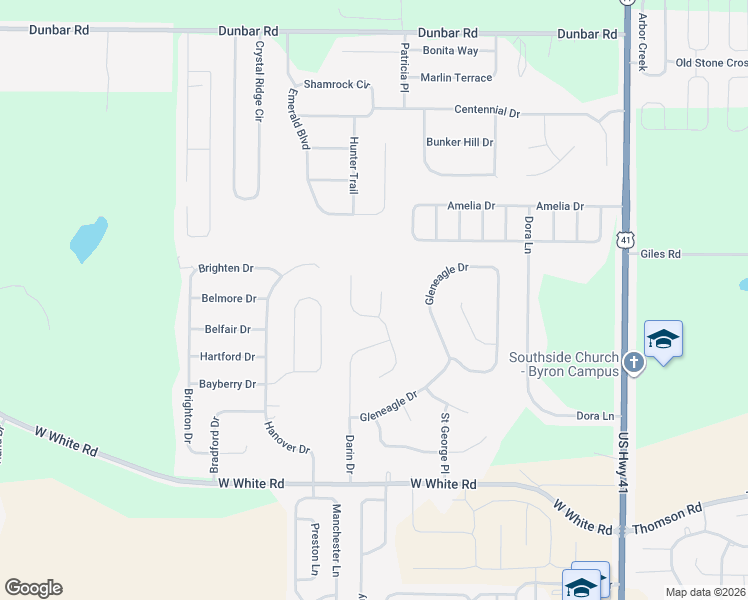 map of restaurants, bars, coffee shops, grocery stores, and more near 103 Jessica Court in Byron
