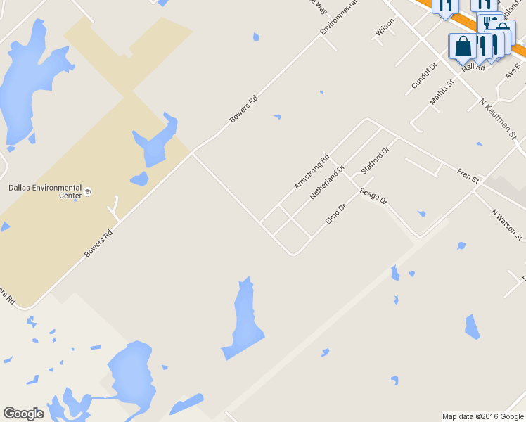 map of restaurants, bars, coffee shops, grocery stores, and more near 1010 Armstrong Road in Seagoville