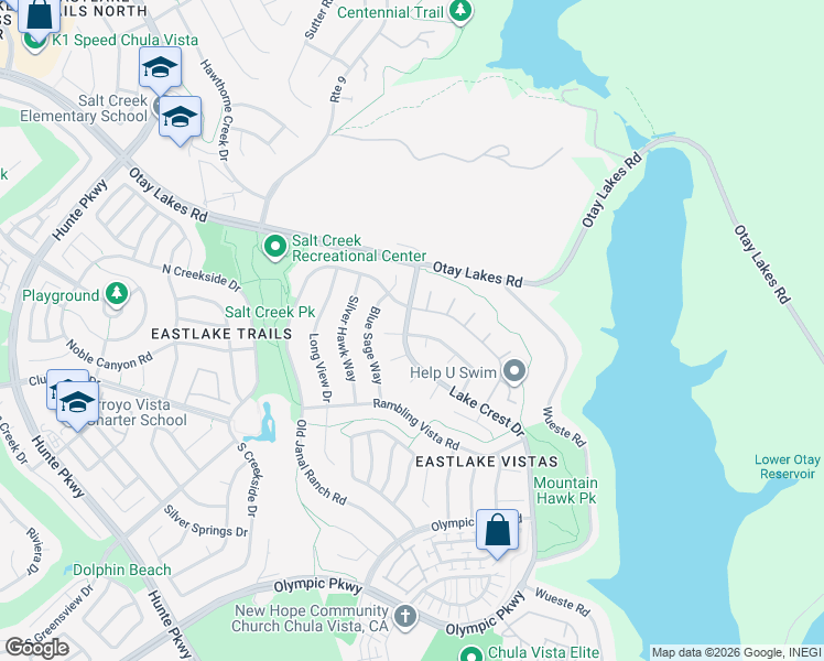 map of restaurants, bars, coffee shops, grocery stores, and more near 1310 Echo Ridge Terrace in Chula Vista