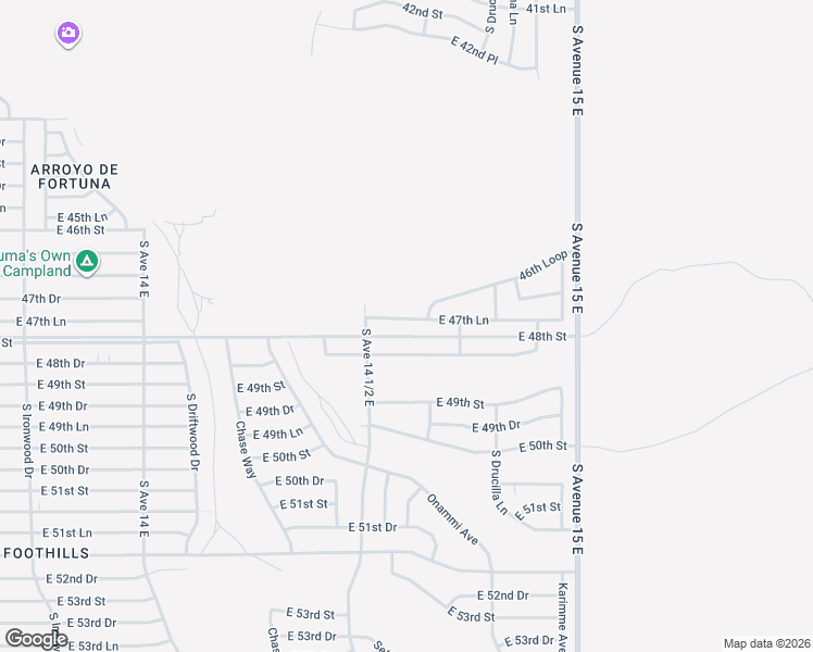 map of restaurants, bars, coffee shops, grocery stores, and more near East County 13th Street in Yuma