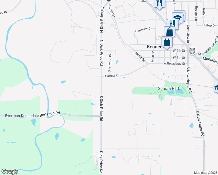 map of restaurants, bars, coffee shops, grocery stores, and more near 211 S Dick Price Rd in Kennedale