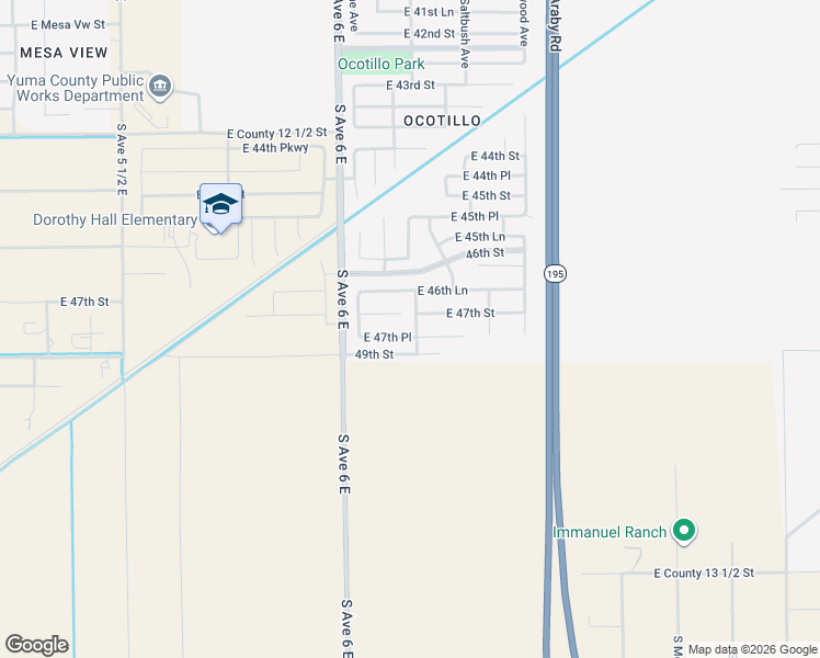 map of restaurants, bars, coffee shops, grocery stores, and more near 6215 East 47th Place in Yuma