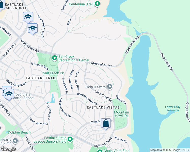 map of restaurants, bars, coffee shops, grocery stores, and more near 1328 North Paradise Ridge Way in Chula Vista