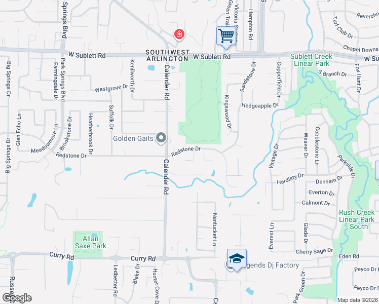 map of restaurants, bars, coffee shops, grocery stores, and more near 6418 Wilderness Court in Arlington