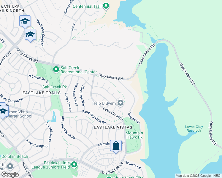 map of restaurants, bars, coffee shops, grocery stores, and more near 2850 Palmetto Point Court in Chula Vista
