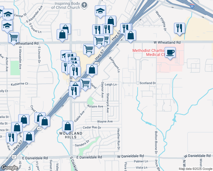 map of restaurants, bars, coffee shops, grocery stores, and more near 1022 Gaynor Avenue in Duncanville
