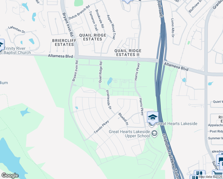 map of restaurants, bars, coffee shops, grocery stores, and more near 7400 Piccolo Court in Fort Worth