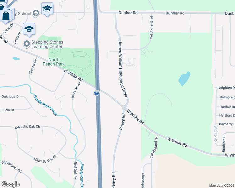 map of restaurants, bars, coffee shops, grocery stores, and more near 1667 West White Road in Byron