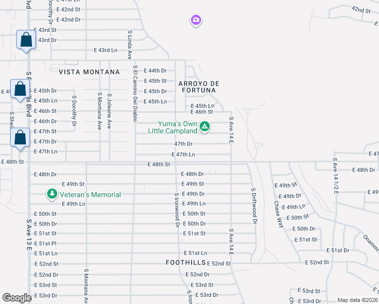 map of restaurants, bars, coffee shops, grocery stores, and more near 13700-13898 E County 13th St in Yuma