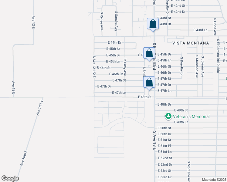 map of restaurants, bars, coffee shops, grocery stores, and more near E 48th St in Yuma