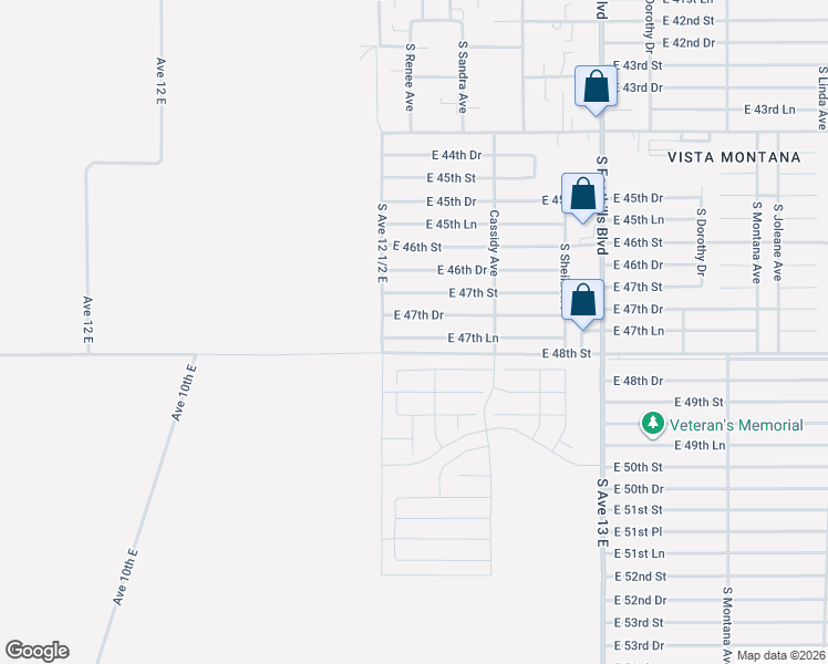 map of restaurants, bars, coffee shops, grocery stores, and more near East 48th Street in Yuma