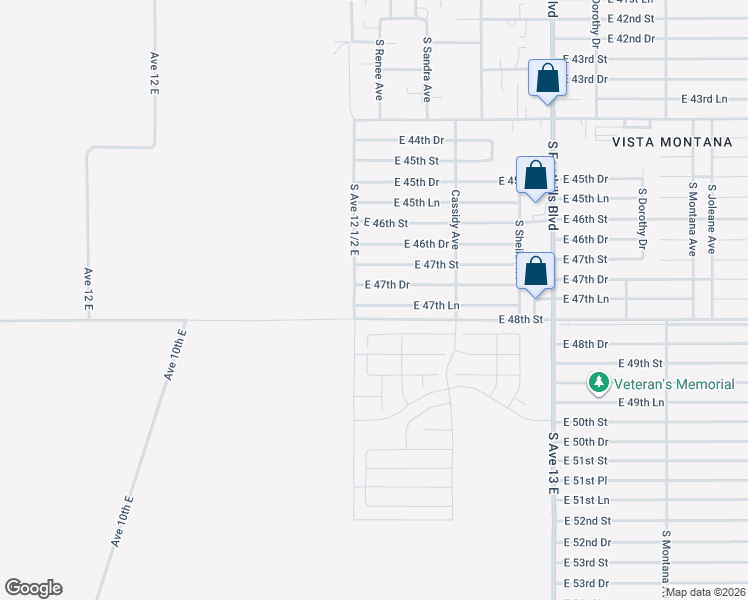 map of restaurants, bars, coffee shops, grocery stores, and more near East 48th Street in Yuma
