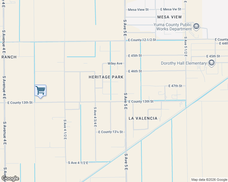 map of restaurants, bars, coffee shops, grocery stores, and more near 13123 C Avenue 4 3/4 East in Yuma