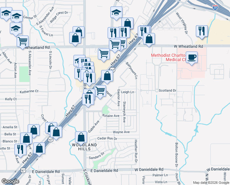 map of restaurants, bars, coffee shops, grocery stores, and more near 1022 Gaynor Avenue in Duncanville